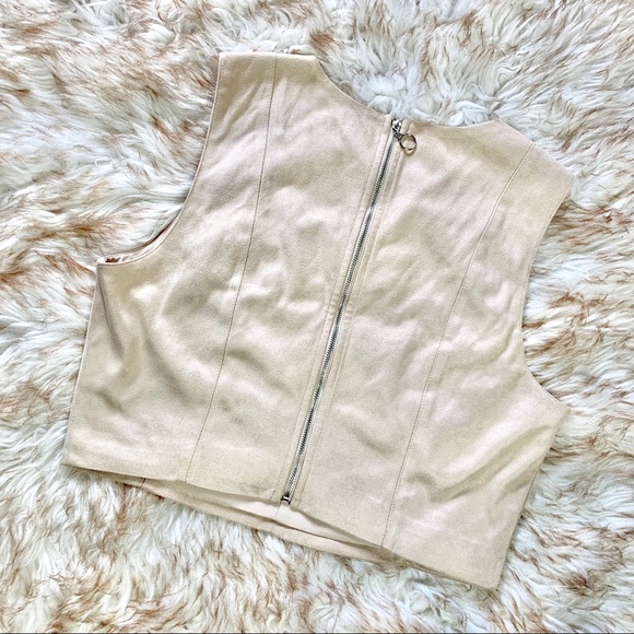 Forever 21 Cream Faux Suede Top Zip up - Picture 8 of 8